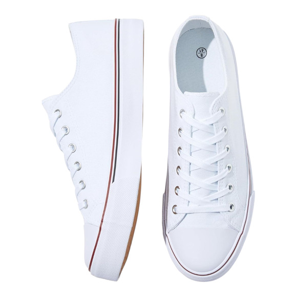 Women's Canvas Shoes - Size10 - White and Red - Rounded Toe Anti Slip Brand New - Picture 5 of 9